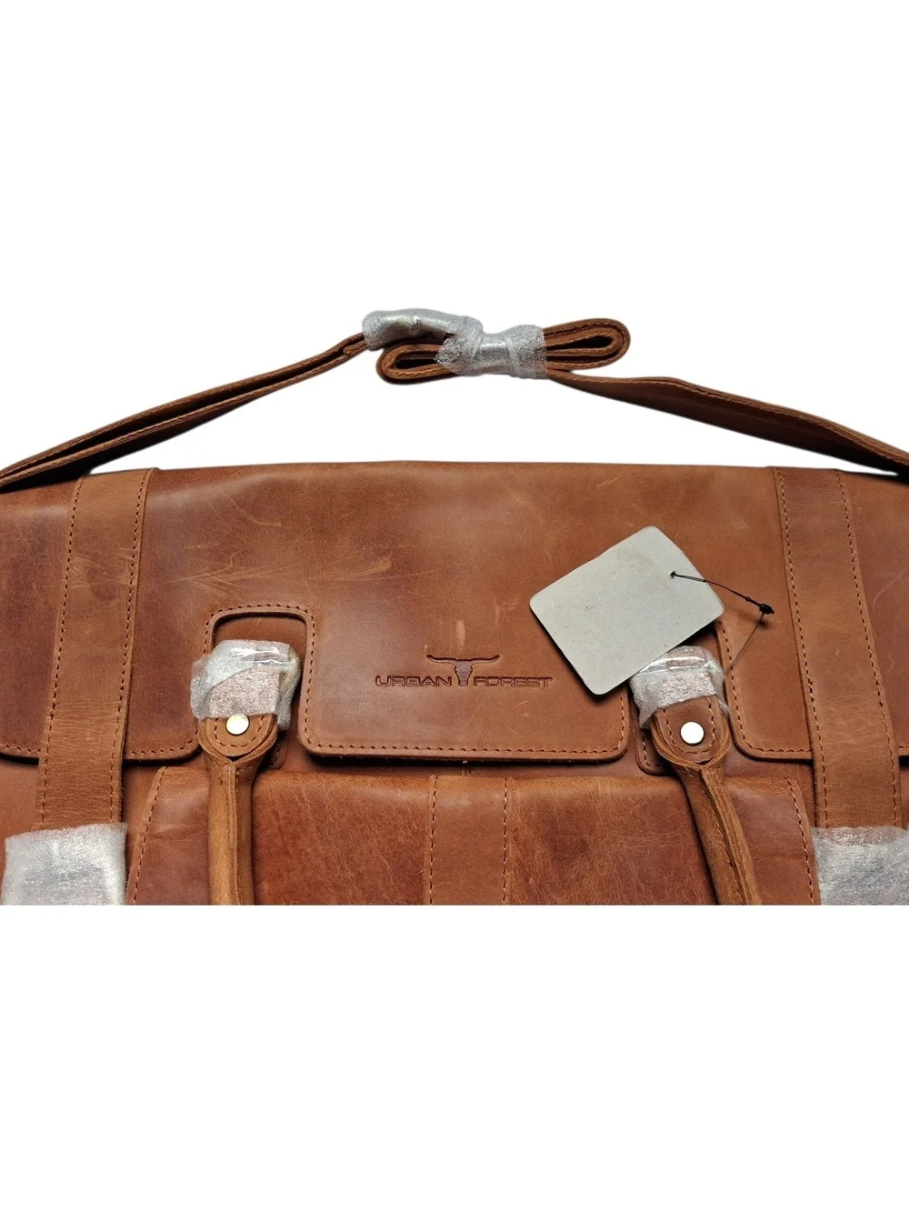 Urban Forest Leather Briefcase Messenger Laptop Bag Cognac Business Satchel NWT